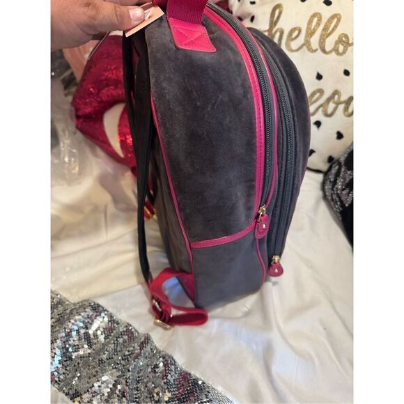 Vintage y2k black hot pink & gold peace velour juicy couture backpack NWT - Picture 8 of 8